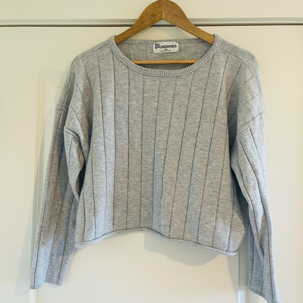 No Boundaries Gray Crew Neck Sweater